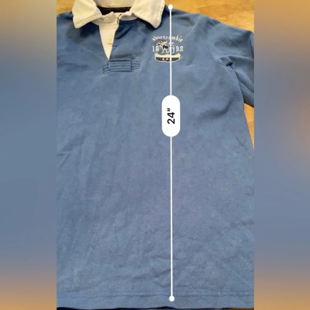 Abercrombie Boy’s Large 3 Button‎ Collared Slate Blue Long Sleeve Rugby Pullover